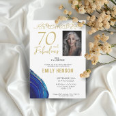 70と素晴らしい金ゴールドオーナメント70th誕生日写真 招待状