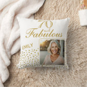 70と素晴らしい金ゴールドグリッター写真70誕生日 クッション (ブランケット)