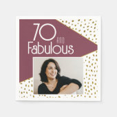 70と素晴らしい金ゴールドグリッター写真70誕生日 スタンダードカクテルナプキン (正面)