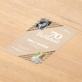 70と素晴らしい金ゴールドグリッター2写真70誕生日 アクリル招待状 (レイダウン)