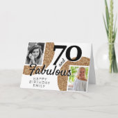 70と素晴らしい金ゴールドグリッター2写真70誕生日 カード (正面)