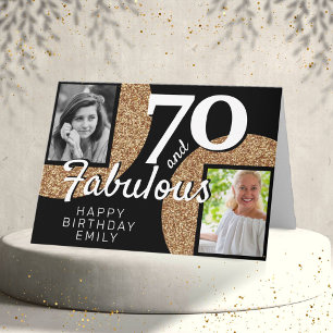 70と素晴らしい金ゴールドグリッター2写真70誕生日 カード
