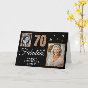 70と素晴らしい金ゴールドグリッター2写真70誕生日 カード
