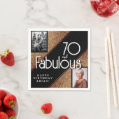 70と素晴らしい金ゴールドグリッター2写真70誕生日 スタンダードカクテルナプキン (インサイチュ)