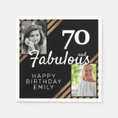 70と素晴らしい金ゴールドグリッター2写真70誕生日 スタンダードカクテルナプキン (正面)