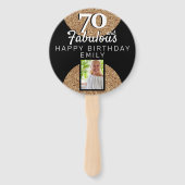 70と素晴らしい金ゴールドグリッター2写真70誕生日 ハンドファン (正面)