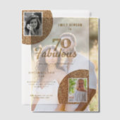 70と素晴らしい金ゴールドグリッター2写真70誕生日 ベラム紙招待状 (オフセット (カップル))