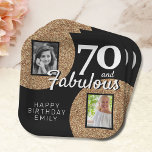 70と素晴らしい金ゴールドグリッター2写真70誕生日 ペーパープレート<br><div class="desc">70と素晴らしい金ゴールドグリッター2 Photo 70th Birthday Party紙プレート。写真の追加 – 古い写真と新しい写真を使用できる。名前と年齢を追加。</div>