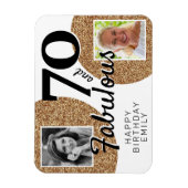 70と素晴らしい金ゴールドグリッター2写真70誕生日 マグネット (縦)