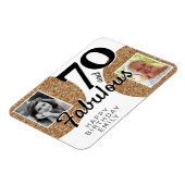 70と素晴らしい金ゴールドグリッター2写真70誕生日 マグネット (左側)