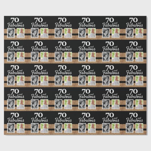 70と素晴らしい金ゴールドグリッター2写真70誕生日 ラッピングペーパー (フラット)