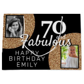 70と素晴らしい金ゴールドグリッター2写真70誕生日 ラージペーパーバッグ (正面)