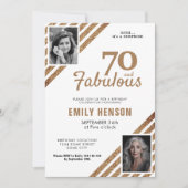 70と素晴らしい金ゴールドグリッター2写真70誕生日 招待状 (正面)