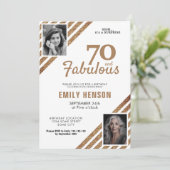 70と素晴らしい金ゴールドグリッター2写真70誕生日 招待状 (スタンド正面)