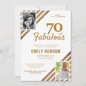 70と素晴らしい金ゴールドグリッター2写真70誕生日 招待状 (正面)