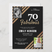 70と素晴らしい金ゴールドグリッター2写真70誕生日 招待状 (正面)
