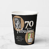 70と素晴らしい金ゴールドグリッター2写真70誕生日 紙コップ (裏面)