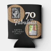 70と素晴らしい金ゴールドグリッター2写真70誕生日 缶クーラー (裏面)