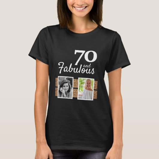 70と素晴らしい金ゴールドグリッター2写真70誕生日 Tシャツ (正面)