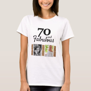 70と素晴らしい金ゴールドグリッター2写真70誕生日 Tシャツ