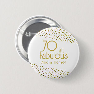 70と素晴らしい金ゴールドグリッター70誕生日 缶バッジ