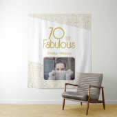 70と素晴らしい金ゴールドグリッター70th誕生日写真 タペストリー (インサイチュ)