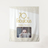 70と素晴らしい金ゴールドグリッター70th誕生日写真 タペストリー (正面)