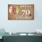 70と素晴らしい金ゴールドグリッター70th誕生日写真 横断幕 (トレードショー)