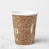 70と素晴らしい金ゴールドグリッター70th誕生日写真 紙コップ (右)