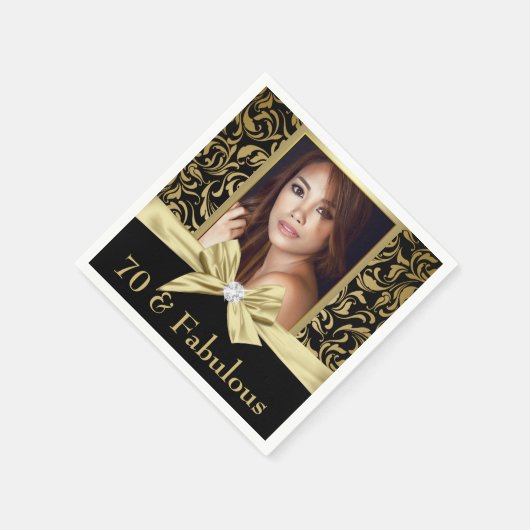 70と素晴らしい金ゴールドダマスク70誕生日 スタンダードカクテルナプキン (角)