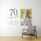 70と素晴らしい70番目の誕生日写真の背景 タペストリー (インサイチュ(横))