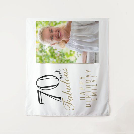 70と素晴らしい70番目の誕生日写真の背景 タペストリー (正面)