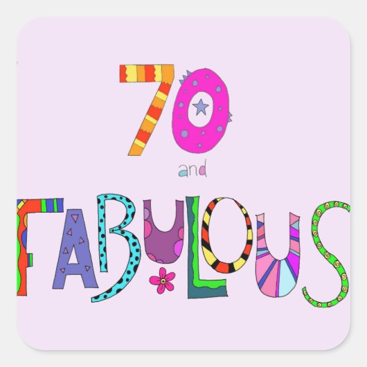 70と素晴らしい70誕生日 スクエアシール (正面)