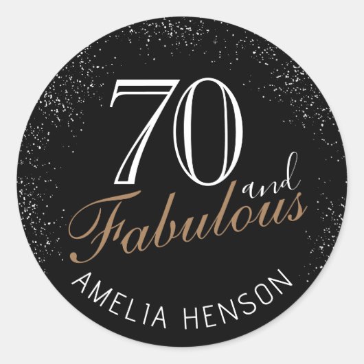 70と素晴らエレガントしいブラック70誕生日 ラウンドシール (正面)