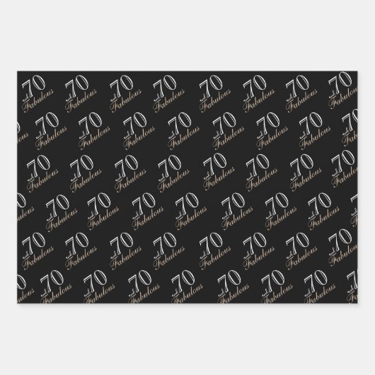 70と素晴らエレガントしいブラック70誕生日 ラッピングペーパーシート (正面)