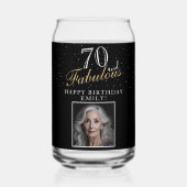70と素晴らエレガントしい黒写真70誕生日 ガラス缶 (正面)