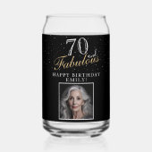 70と素晴らエレガントしい黒写真70誕生日 ガラス缶 (裏面)