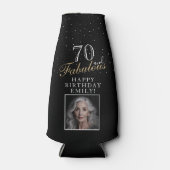 70と素晴らエレガントしい黒写真70誕生日 ボトルクーラー (正面)
