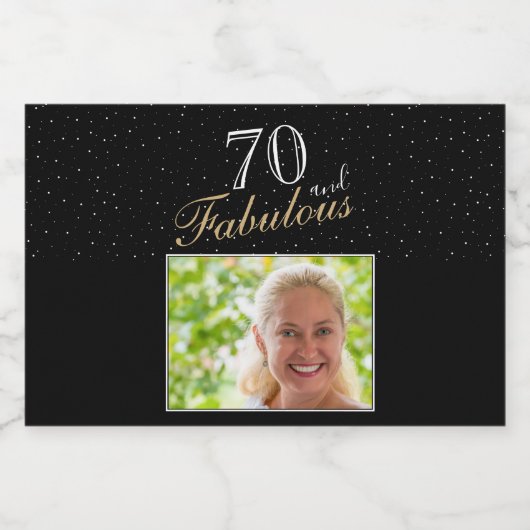 70と素晴らエレガントしい黒写真70誕生日 リキュールボトルラベル (シングルラベル)