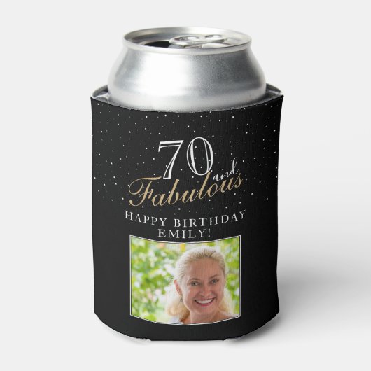 70と素晴らエレガントしい黒写真70誕生日 缶クーラー (缶正面)