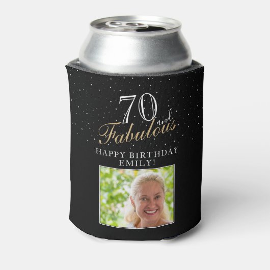 70と素晴らエレガントしい黒写真70誕生日 缶クーラー (缶裏面)