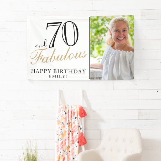 70と70エレガント番目の誕生日フォトバナー 横断幕 (インサイチュ)