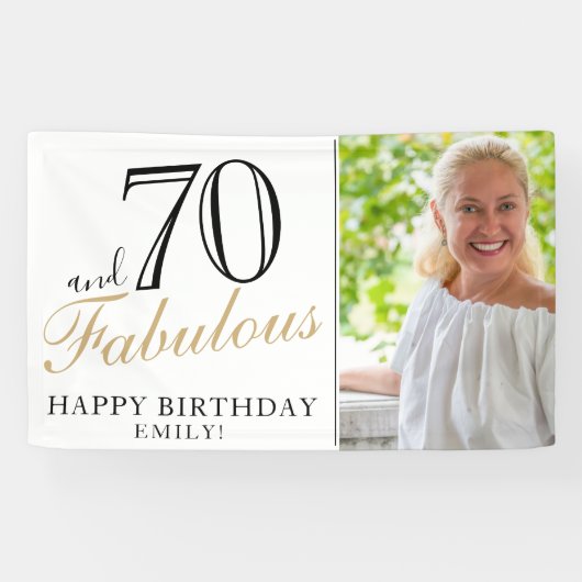 70と70エレガント番目の誕生日フォトバナー 横断幕 (横)