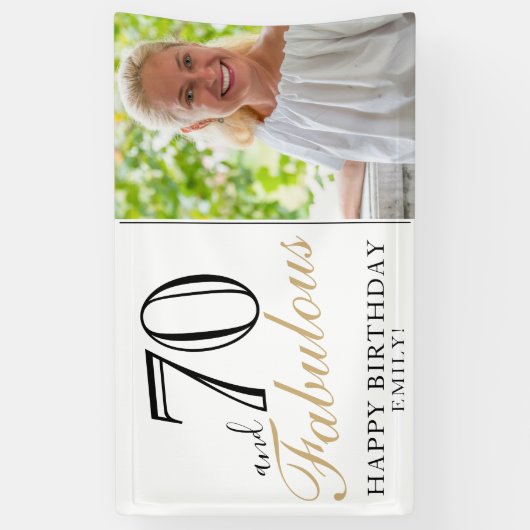 70と70エレガント番目の誕生日フォトバナー 横断幕 (縦)