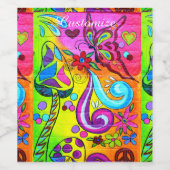 70のサイケデリックカラフルThunder_Cove ワインラベル (シングルラベル)