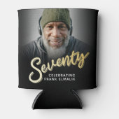 70のスクリプト金ゴールド70の誕生日の写真 缶クーラー (正面)