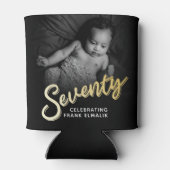 70のスクリプト金ゴールド70の誕生日の写真 缶クーラー (裏面)