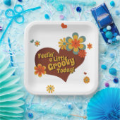 70のテーマ色Groovy花 ペーパープレート (パーティー)