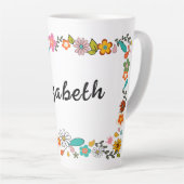 70のパーソナライズされた花をテーマにした大きい カフェラテマグ (右アングル)