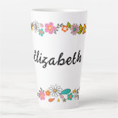 70のパーソナライズされた花をテーマにした大きい カフェラテマグ (正面)